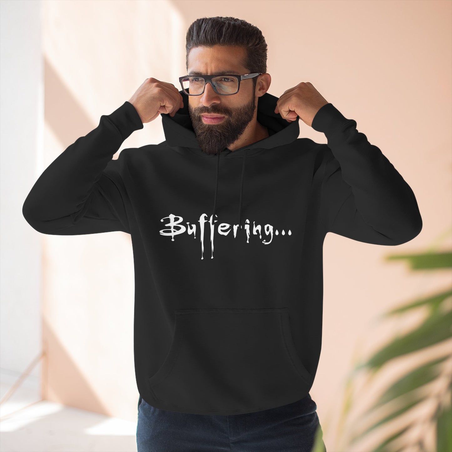 Buffy Inspired "Buffering..." Three-Panel Fleece Hoodie – Premium Pullover, Cozy & Durable Fan Merch