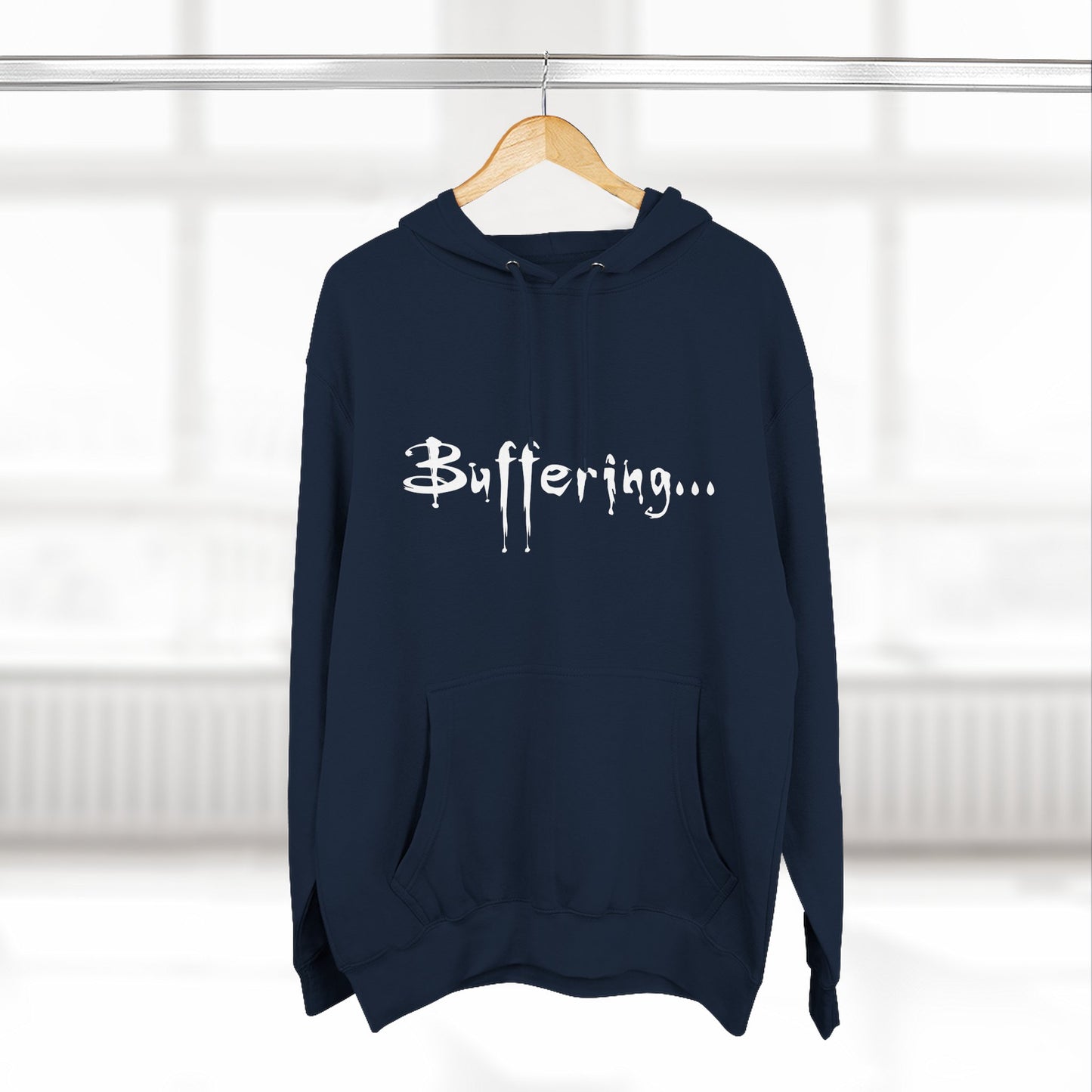 Buffy Inspired "Buffering..." Three-Panel Fleece Hoodie – Premium Pullover, Cozy & Durable Fan Merch