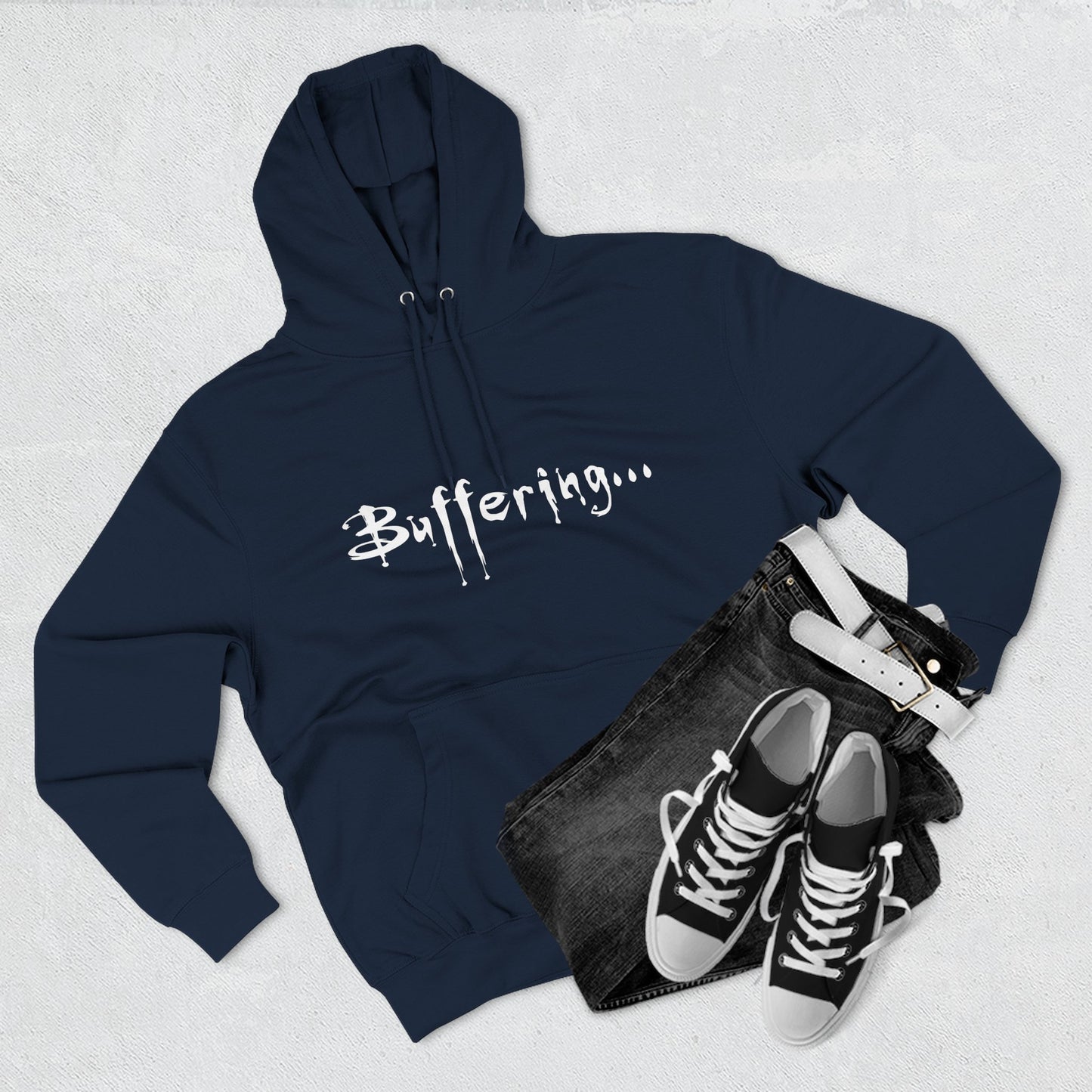 Buffy Inspired "Buffering..." Three-Panel Fleece Hoodie – Premium Pullover, Cozy & Durable Fan Merch