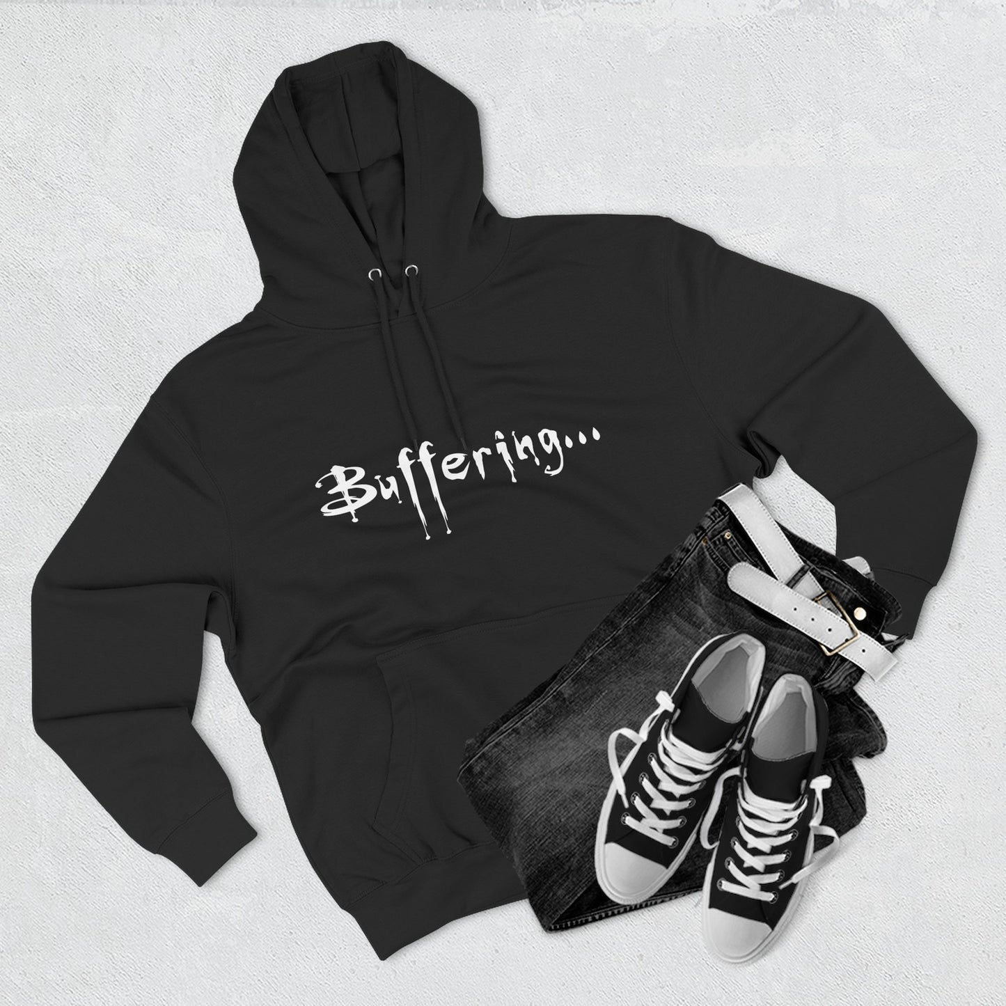 Buffy Inspired "Buffering..." Three-Panel Fleece Hoodie – Premium Pullover, Cozy & Durable Fan Merch
