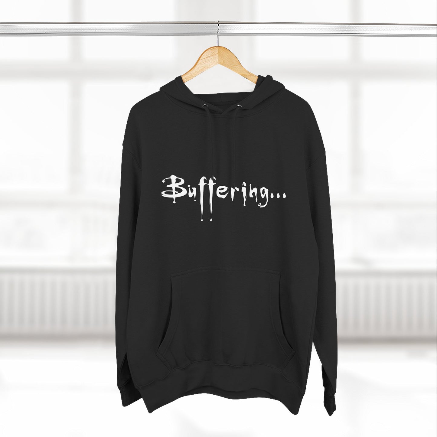 Buffy Inspired "Buffering..." Three-Panel Fleece Hoodie – Premium Pullover, Cozy & Durable Fan Merch